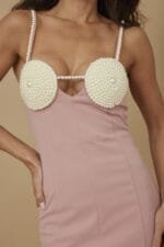 Pearl Patch Detailed Fashion Dress