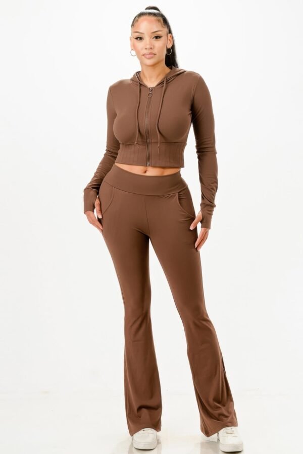 Butter Soft Crop Hoodie And Flare Pants Set