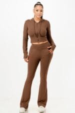 Butter Soft Crop Hoodie And Flare Pants Set