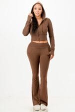 Butter Soft Crop Hoodie And Flare Pants Set