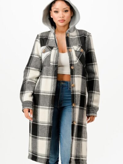 Hooded Plaid Coat