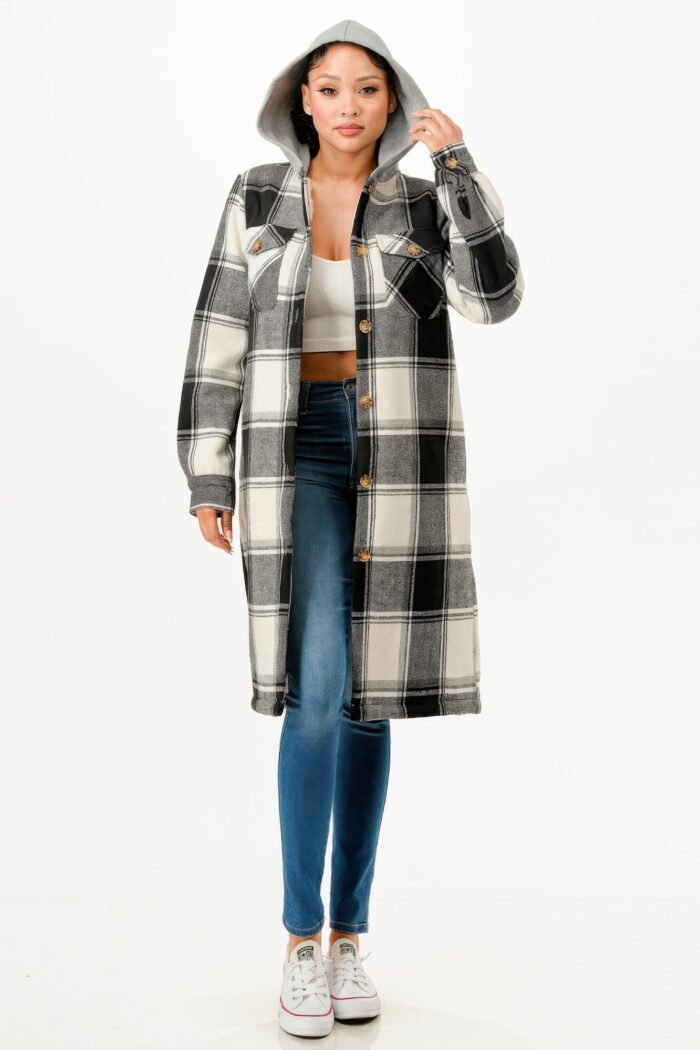 Hooded Plaid Coat - Image 2