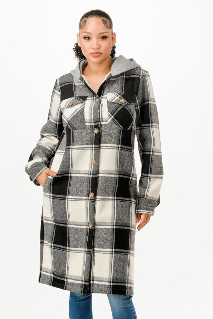 Hooded Plaid Coat - Image 4
