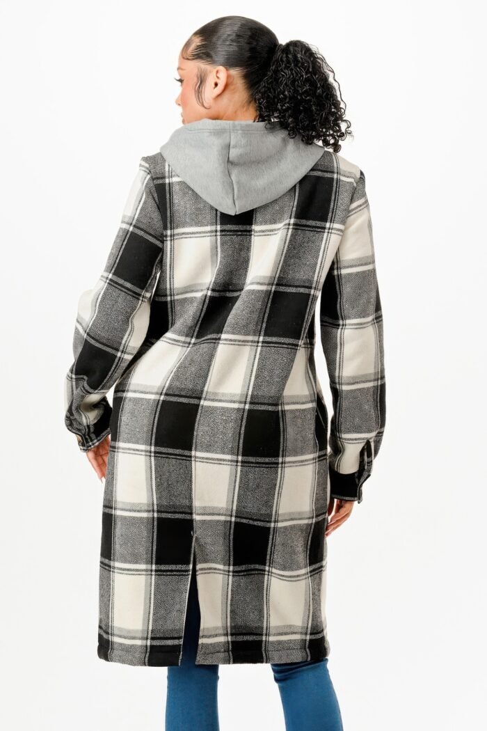 Hooded Plaid Coat - Image 5