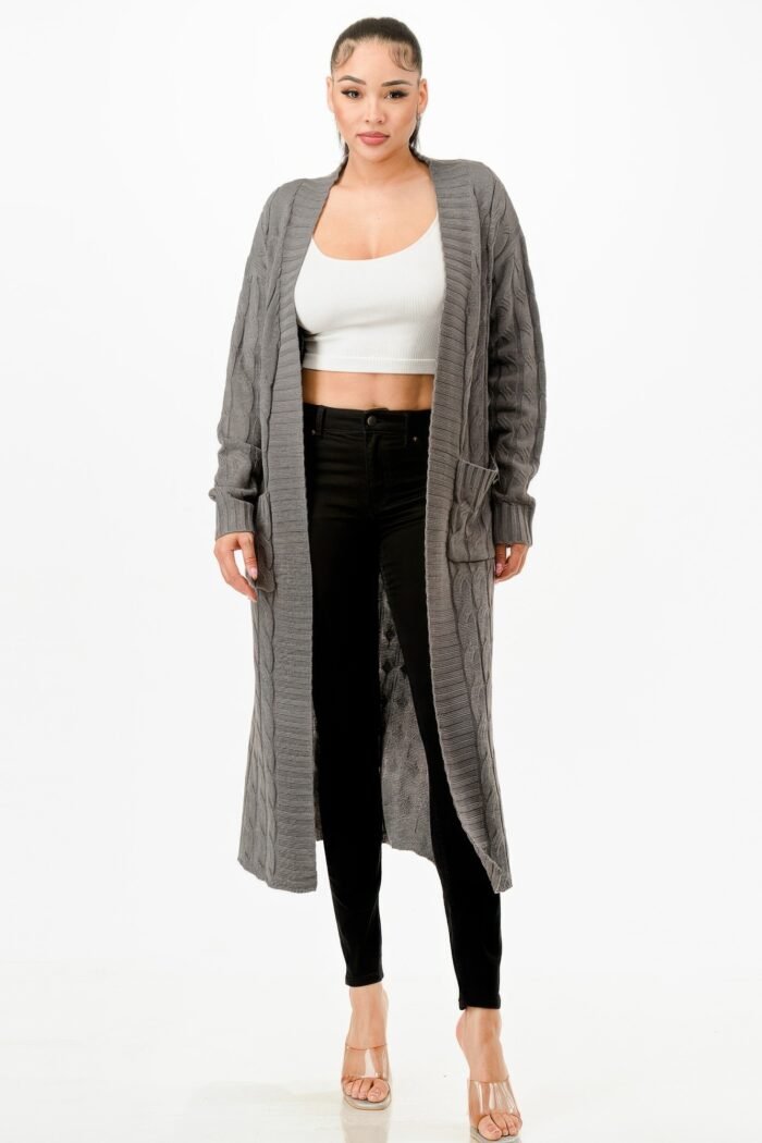 Cable Sweater Long Cardigan - Image 8