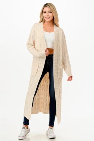 Cable Sweater Long Cardigan