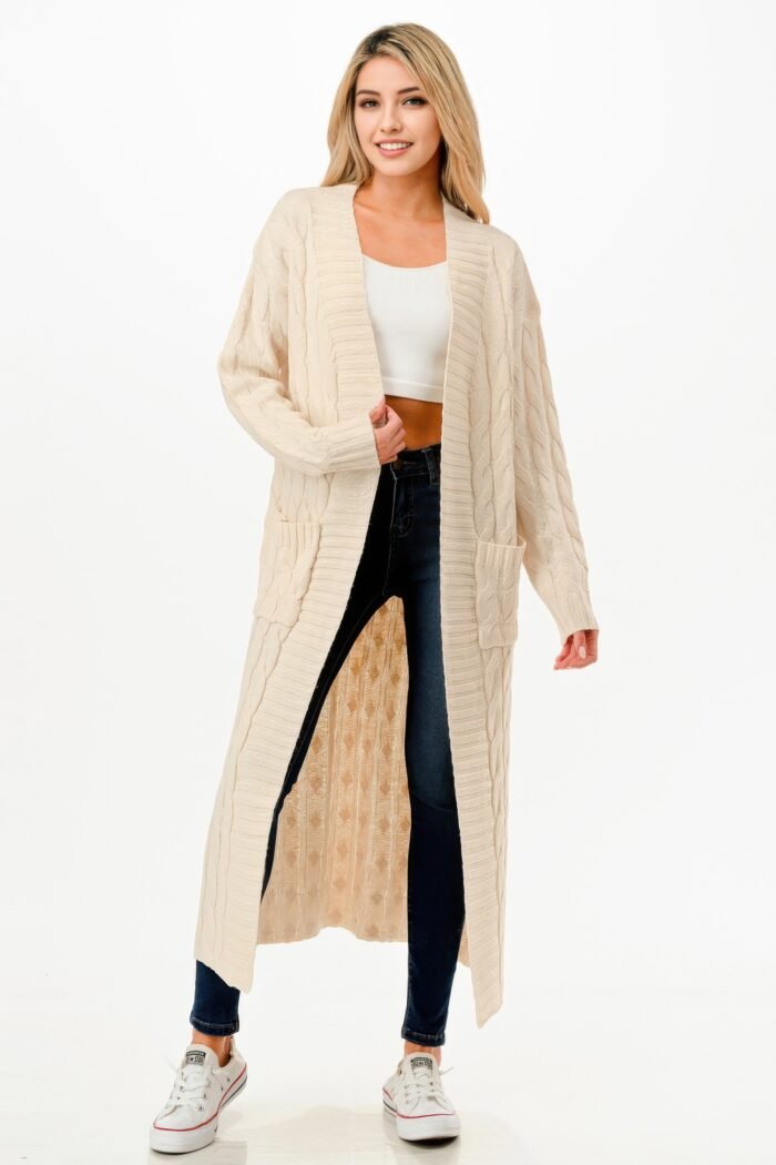 Cable Sweater Long Cardigan - Image 6