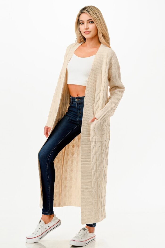 Cable Sweater Long Cardigan - Image 7
