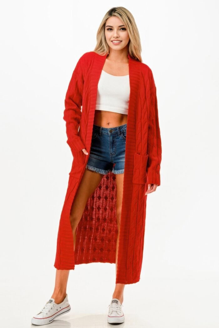 Cable Sweater Long Cardigan - Image 4