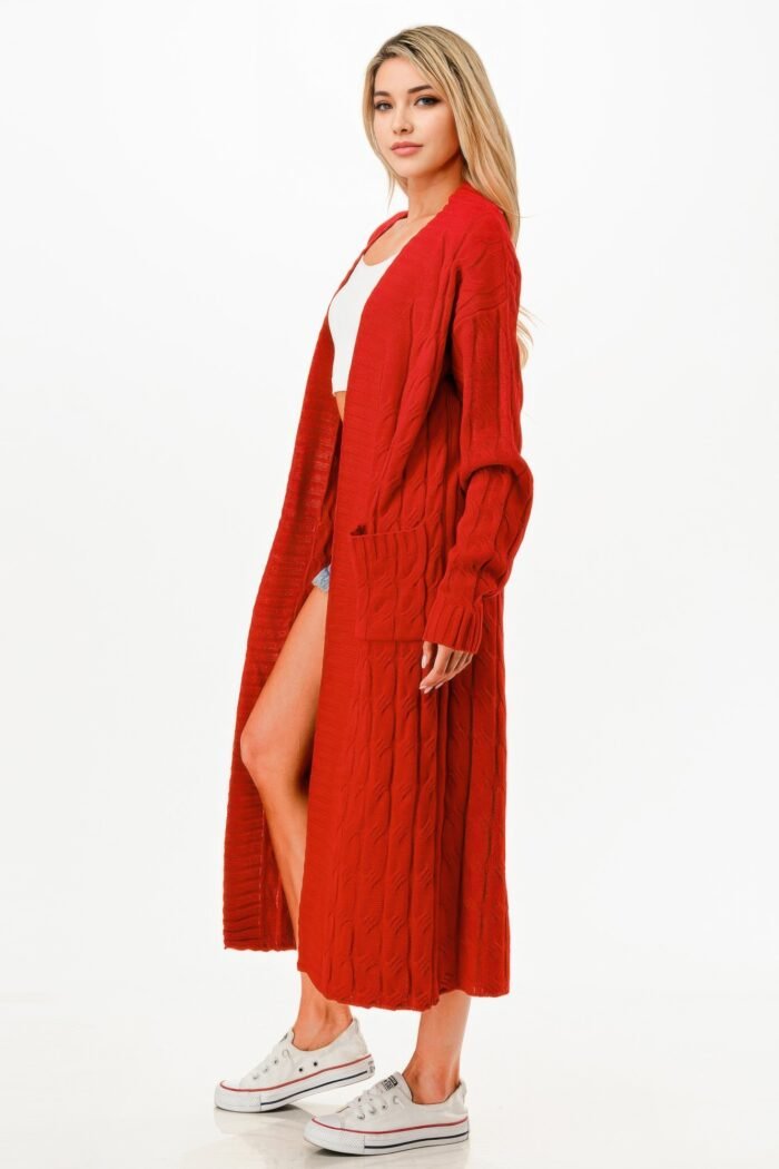 Cable Sweater Long Cardigan - Image 5