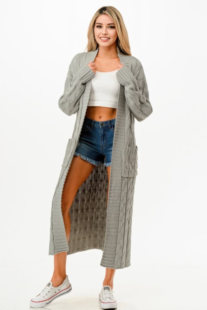 Cable Sweater Long Cardigan - Image 3