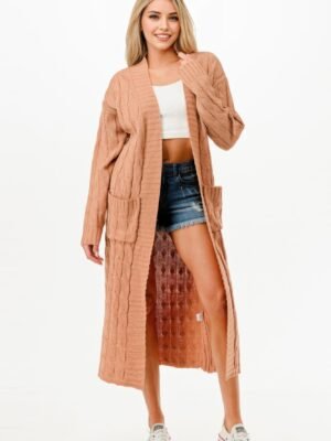 Cable Sweater Long Cardigan