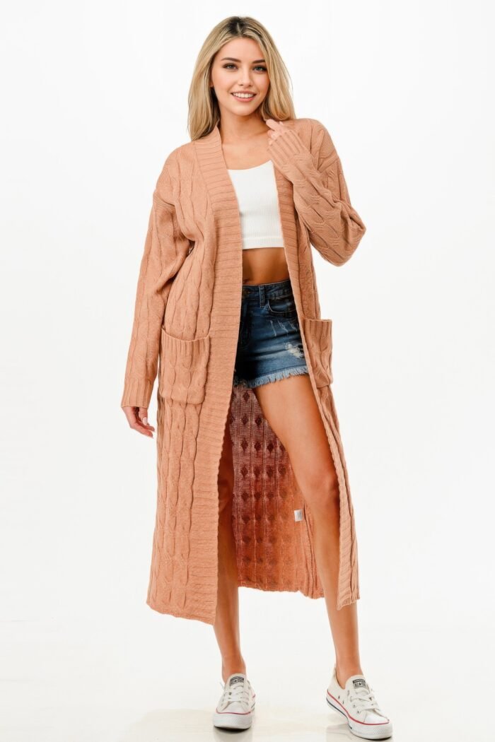 Cable Sweater Long Cardigan - Image 1