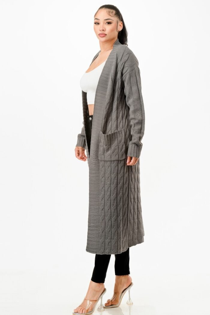 Cable Sweater Long Cardigan - Image 10