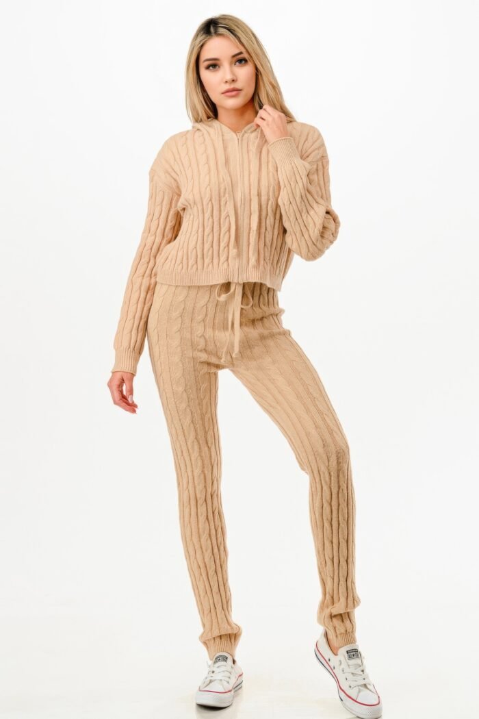 Cable Hoodie Sweater 2pcs Set - Image 6