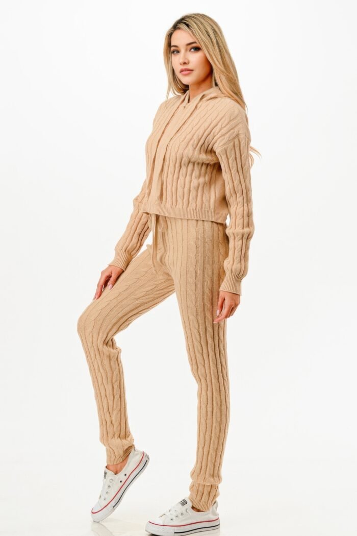 Cable Hoodie Sweater 2pcs Set - Image 7