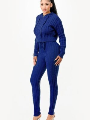Cable Hoodie Sweater 2pcs Set