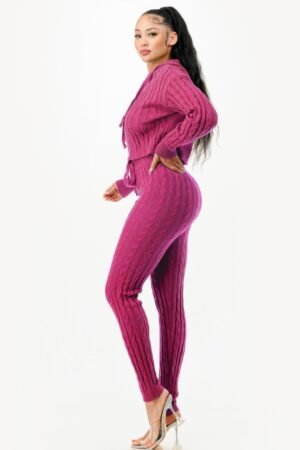 Cable Hoodie Sweater 2pcs – Hoodie Sweater Set