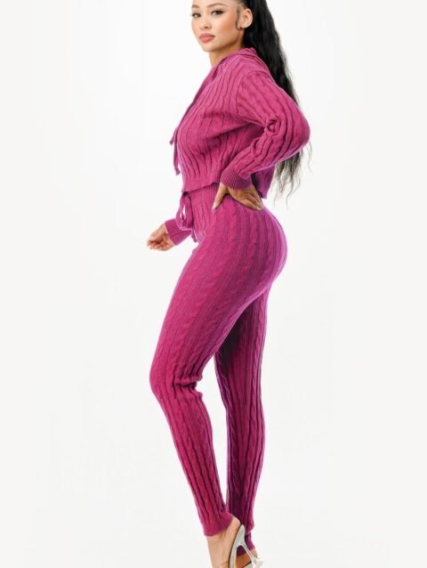 Cable Hoodie Sweater 2pcs – Hoodie Sweater Set