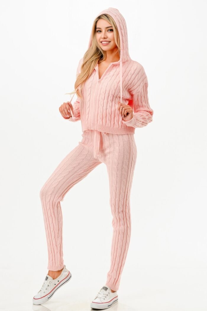 Cable Hoodie Sweater 2pcs Set - Image 9