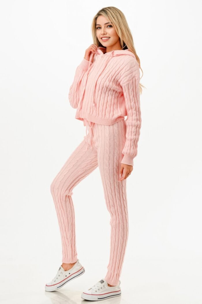 Cable Hoodie Sweater 2pcs Set - Image 10