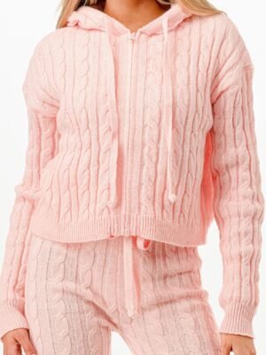 Cable Hoodie Sweater 2pcs Set
