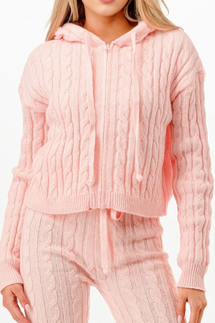Cable Hoodie Sweater 2pcs Set - Image 11