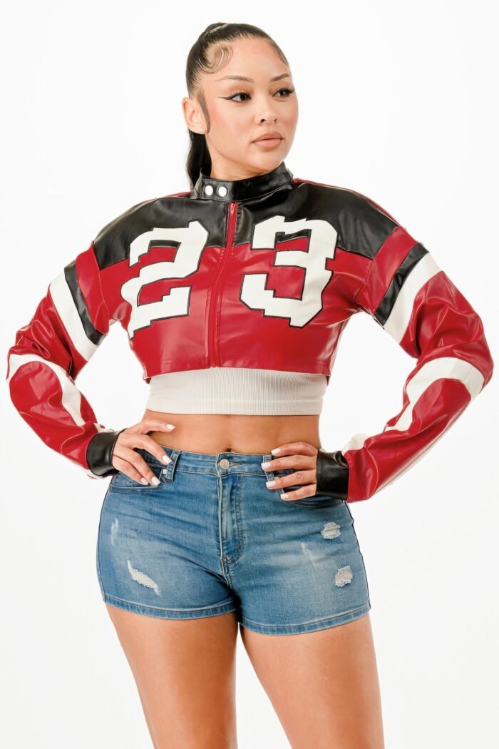 Cropped Moto Jacket - Image 4