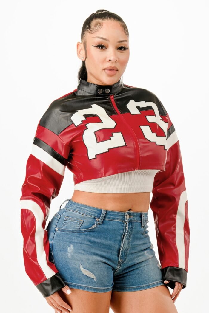 Cropped Moto Jacket - Image 7