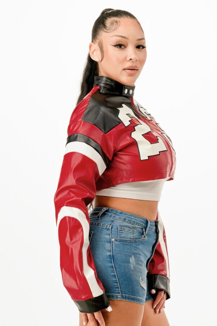 Cropped Moto Jacket - Image 9