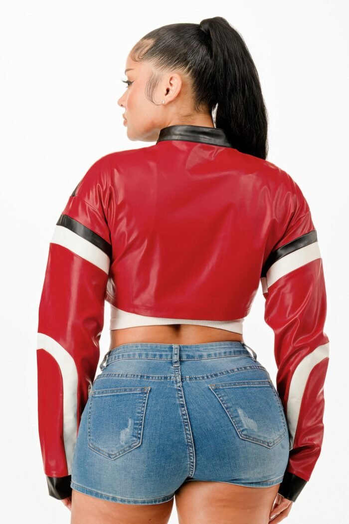 Cropped Moto Jacket - Image 11