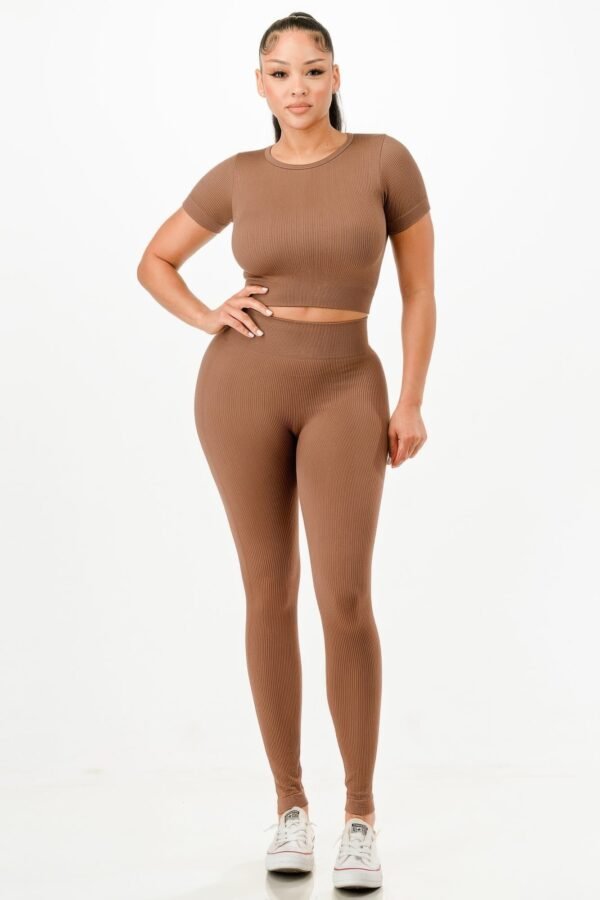 Ribbed Seamless T-shirt And Leggings Set