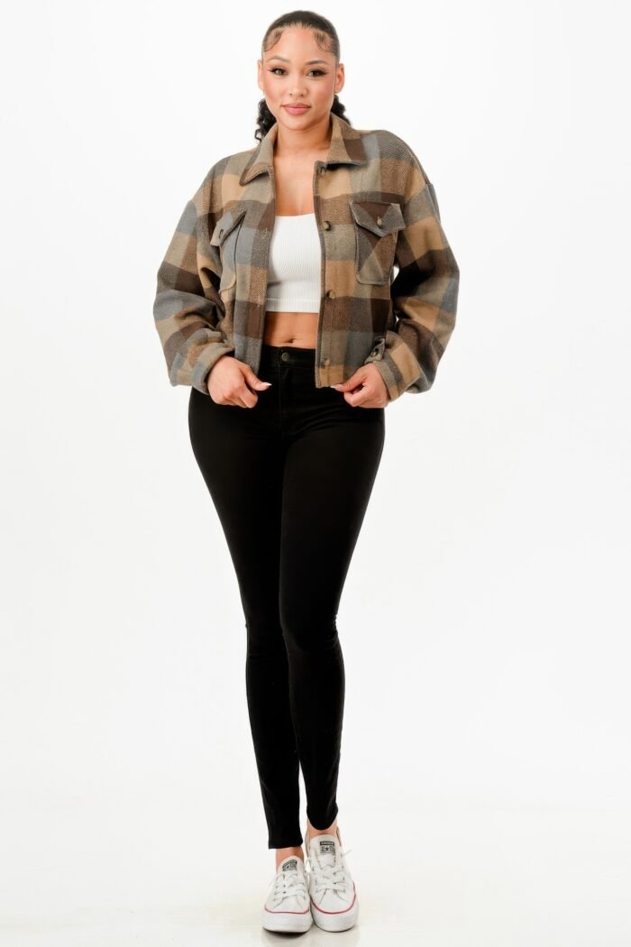 Cropped Flannel Jacket - Image 1