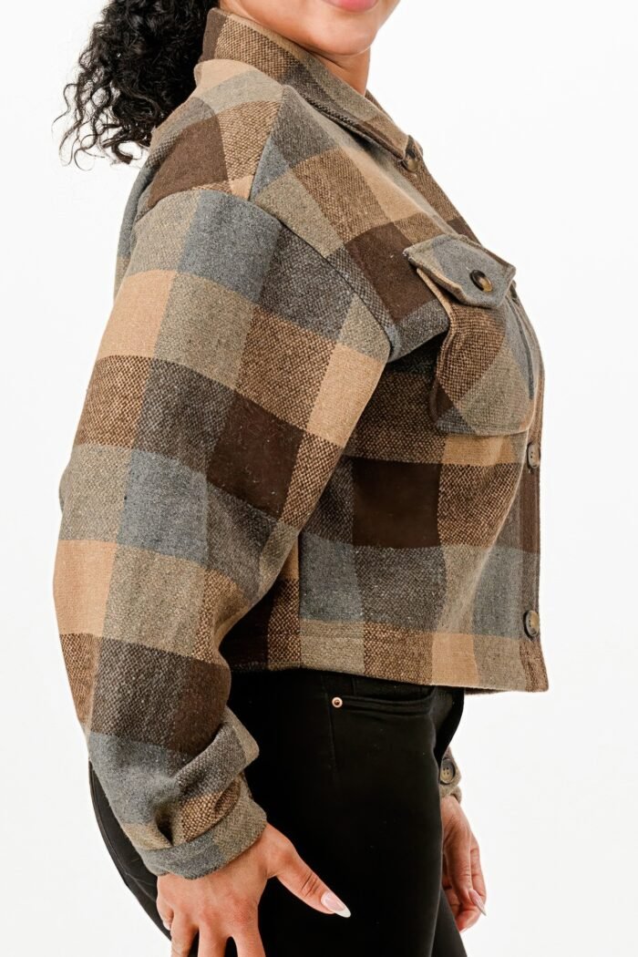 Cropped Flannel Jacket - Image 3