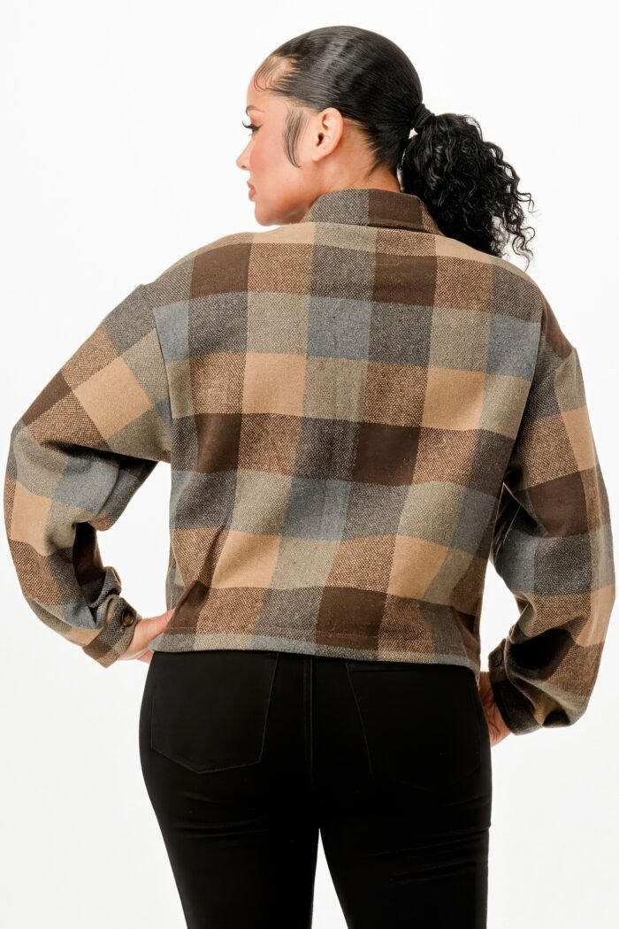 Cropped Flannel Jacket - Image 4