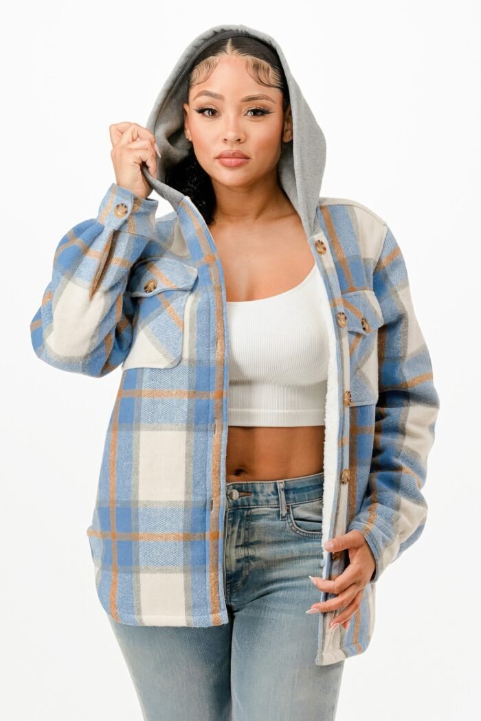 Hooded Plaid Jacket - Image 1