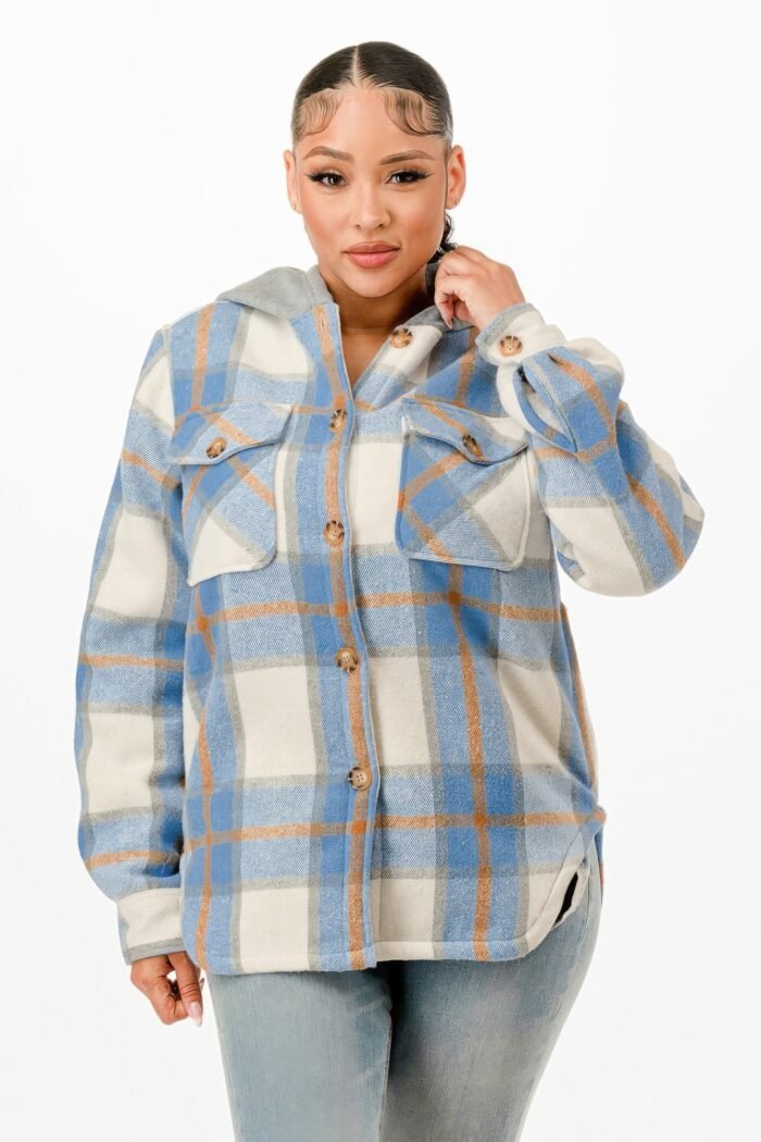 Hooded Plaid Jacket - Image 2