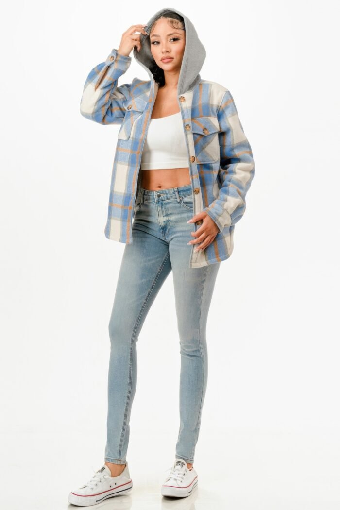 Hooded Plaid Jacket - Image 3