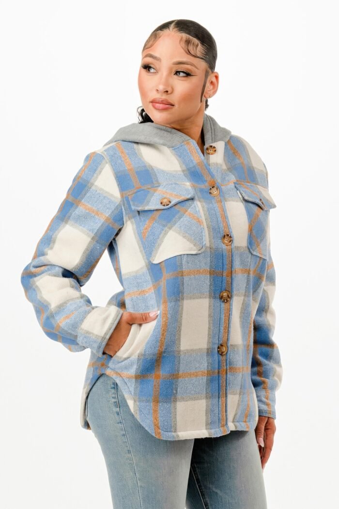 Hooded Plaid Jacket - Image 4
