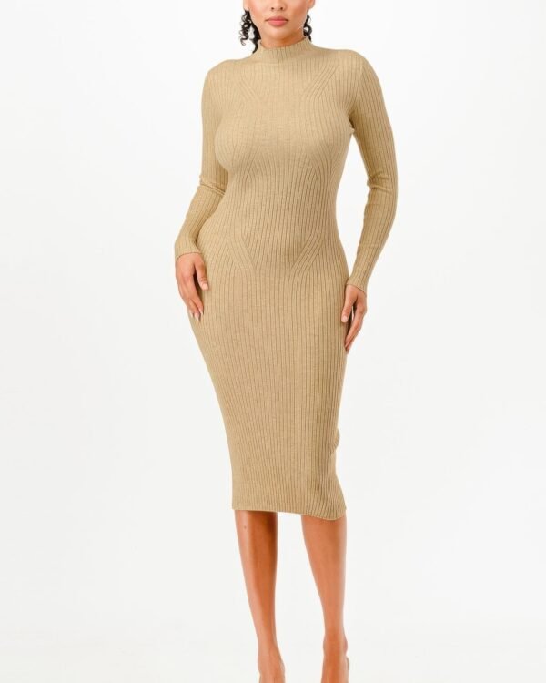 Stand Collar Sweater Bodycon Dress