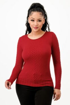 Long Sleeve Solid Jacquard Knit Top
