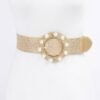 Metallic Stretch Plus Size Belt Pearl Metal Bucklt
