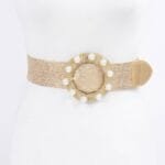 Metallic Stretch Plus Size Belt Pearl Metal Bucklt