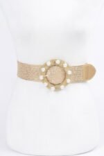 Metallic Stretch Plus Size Belt Pearl Metal Bucklt
