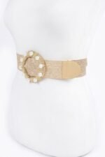 Metallic Stretch Plus Size Belt Pearl Metal Bucklt - Image 2