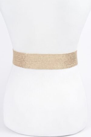 Metallic Stretch Plus Size Belt Pearl Metal Bucklt
