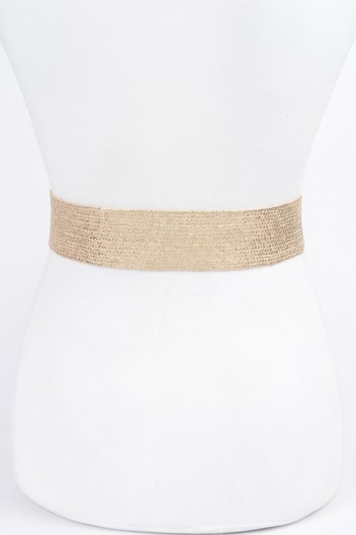Metallic Stretch Plus Size Belt Pearl Metal Bucklt - Image 3