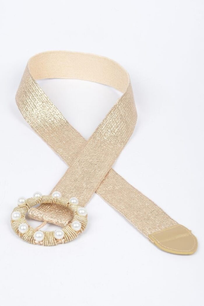 Metallic Stretch Plus Size Belt Pearl Metal Bucklt - Image 5