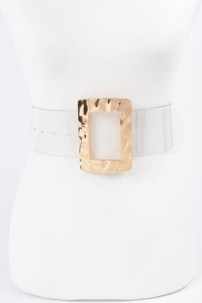 Rectangle Metal Buckle Plus Size Clear Belt - Image 1