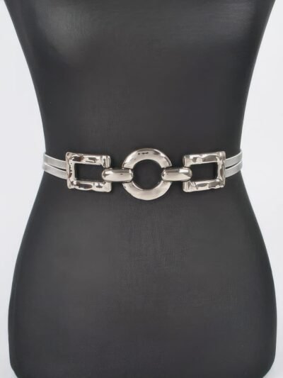 Hammered Metal Buckle Plus Size Stretch Belt